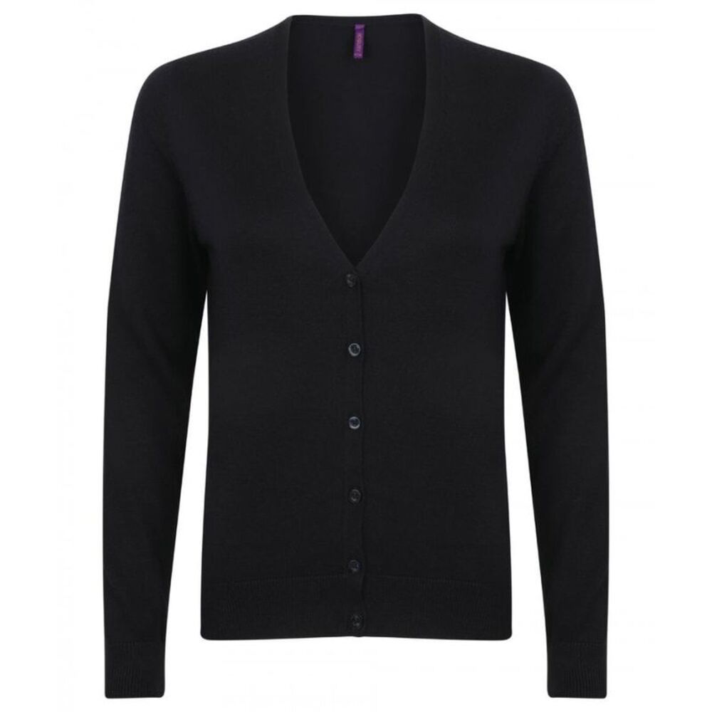 Henbury Womens/Ladies V-Neck Button Up Cardigan / Black